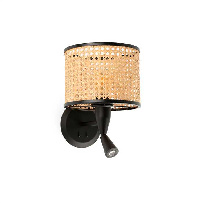 APPLIQUE "MAMBO" E27 ROTIN/NOIR + LISEUSE LED 3W 830 APPLIQUE "MAMBO" E27 ROTIN/NOIR + LISEUSE LED 3W 830
