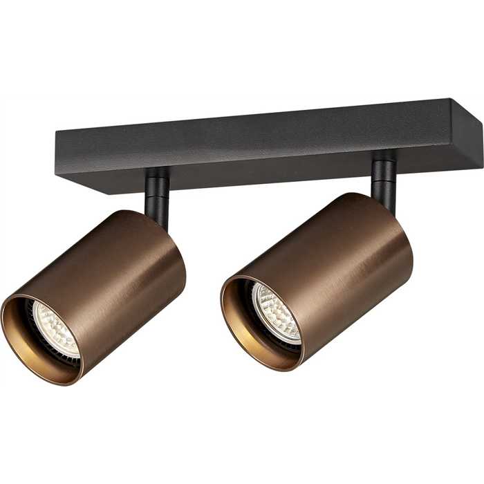 BARRE DE SPOT "TABOO" 2XGU10 NOIR/BRONZE BARRE DE SPOT "TABOO" 2XGU10 NOIR/BRONZE