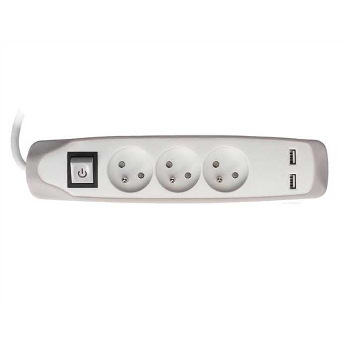 BLOC MULTIPRISE 3X16A + 2USB 1.5M BLANC AVEC INTERRUPTEUR BLOC MULTIPRISE 3X16A + 2USB 1.5M BLANC AVEC INTERRUPTEUR