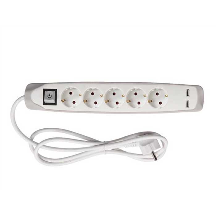 BLOC MULTIPRISE 5X16A + 2USB 1.5M BLANC AVEC INTERRUPTEUR BLOC MULTIPRISE 5X16A + 2USB 1.5M BLANC AVEC INTERRUPTEUR