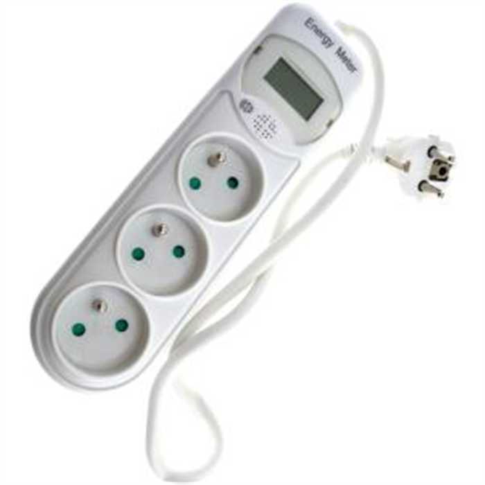 BLOC MULTIPRISES 3X2P+A AVEC MESUREUR D'ENERGIE 1,4M BLANC BLOC MULTIPRISES 3X2P+A AVEC MESUREUR D'ENERGIE 1,4M BLANC