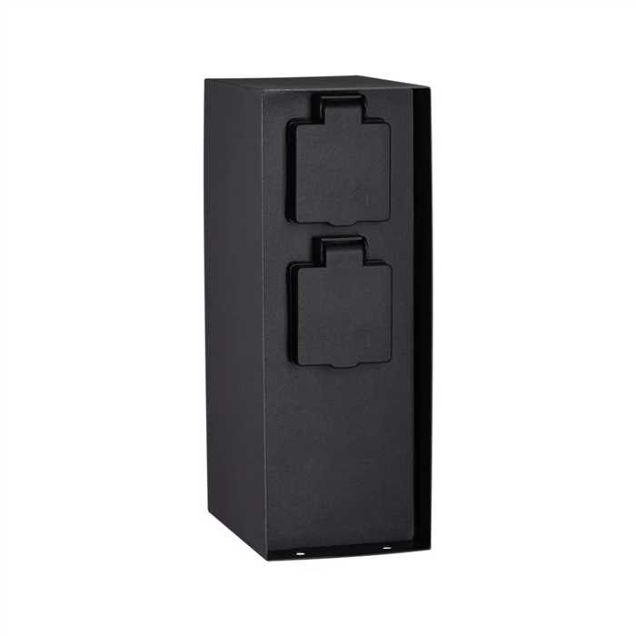 BORNE PRISE "RIO" 2X16A ANTHRACITE IP44 AVEC MINUTERIE BORNE PRISE "RIO" 2X16A ANTHRACITE IP44 AVEC MINUTERIE