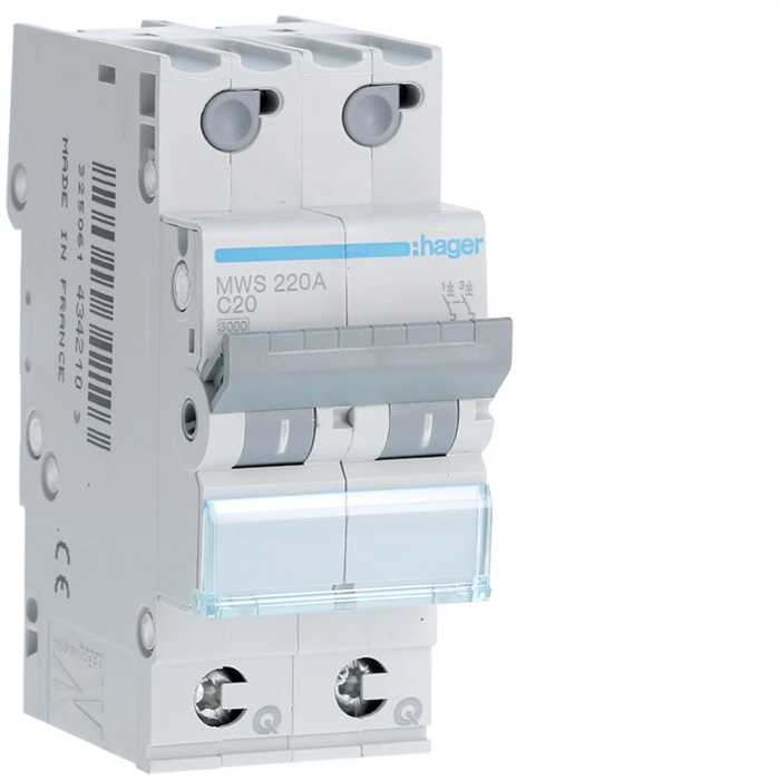 DISJONCTEUR 3KA 2P 20A 2M COURBE C QC DISJONCTEUR 3KA 2P 20A 2M COURBE C QC
