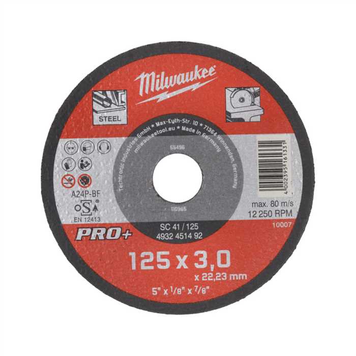 DISQUE A TRONCONNER PRO+ 125MM EPAISSEUR 3 MM DISQUE A TRONCONNER PRO+ 125MM EPAISSEUR 3 MM