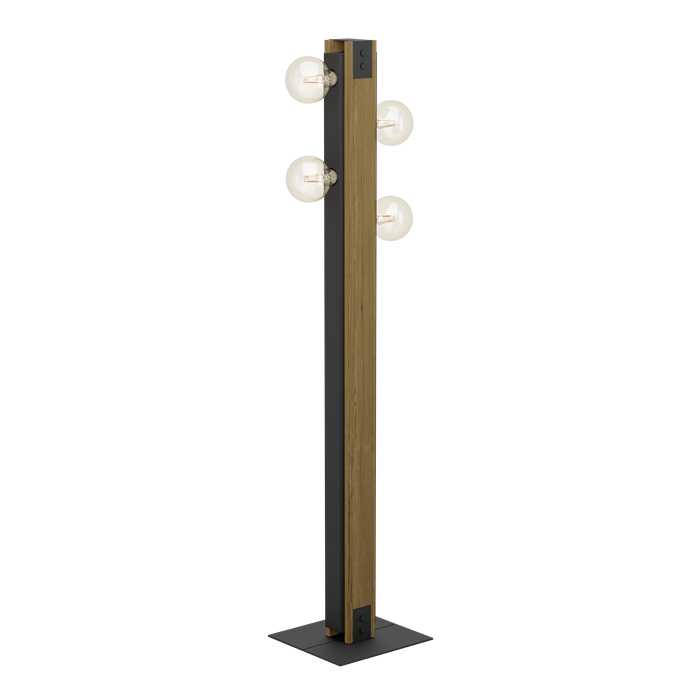 LAMPADAIRE "LAYHAM" 4XE27 NOIR/BOIS BRULE LAMPADAIRE "LAYHAM" 4XE27 NOIR/BOIS BRULE