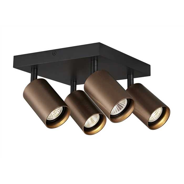 PLAFONNIER A SPOTS "TABOO SQUARE" 4XGU10 NOIR/BRONZE PLAFONNIER A SPOTS "TABOO SQUARE" 4XGU10 NOIR/BRONZE
