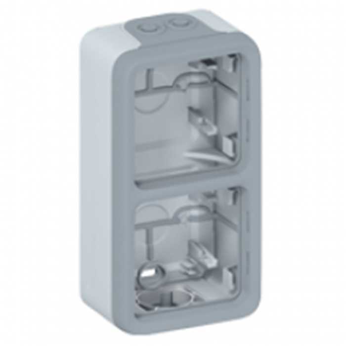 PLEXO - BOITIER DOUBLE VERTICAL 2 ENTREES A EMBOUTS GRIS IP55 PLEXO - BOITIER DOUBLE VERTICAL 2 ENTREES A EMBOUTS GRIS IP55