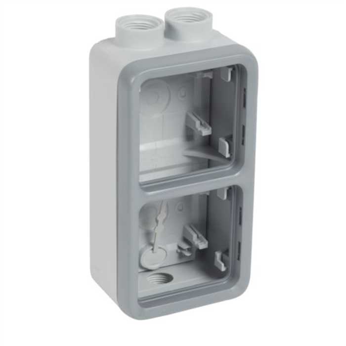 PLEXO - BOITIER DOUBLE VERTICAL 3 ENTREES M20 GRIS IP55 PLEXO - BOITIER DOUBLE VERTICAL 3 ENTREES M20 GRIS IP55