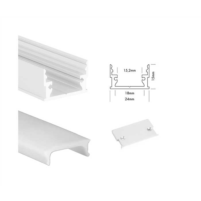 PROFILE LED "M-LINE LOW" 3M BLANC COMPLET PROFILE LED "M-LINE LOW" 3M BLANC COMPLET