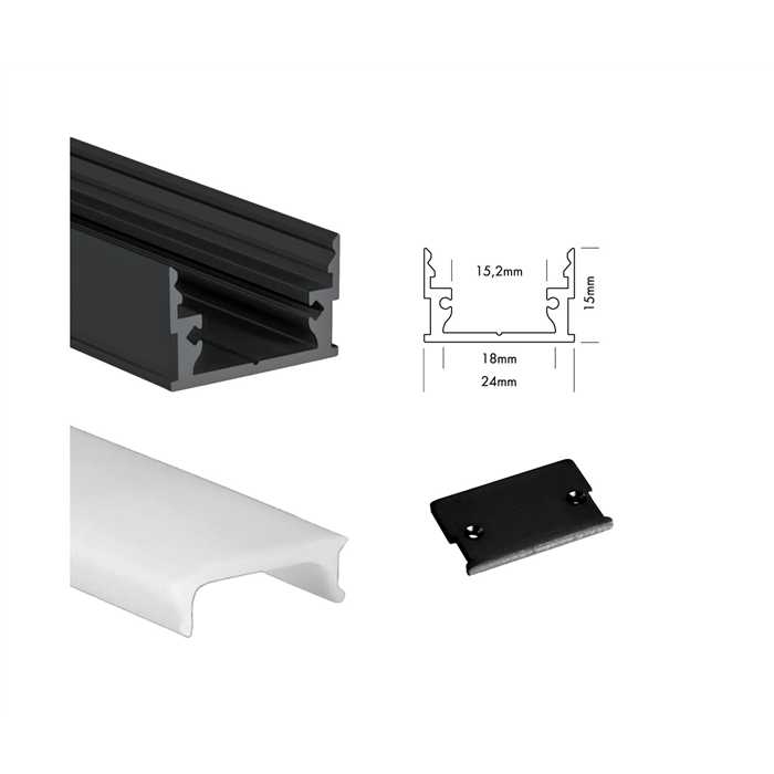 PROFILE LED "M-LINE LOW" 3M NOIR COMPLET PROFILE LED "M-LINE LOW" 3M NOIR COMPLET