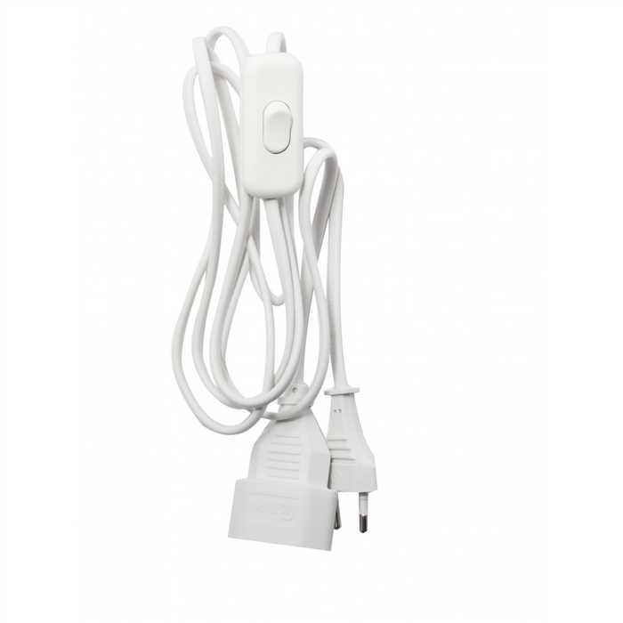 RALLONGE SECTEUR 2M MALE/FEMELLE 2X0,75 BLANC AVEC INTERRUPTEUR RALLONGE SECTEUR 2M MALE/FEMELLE 2X0,75 BLANC AVEC INTERRUPTEUR